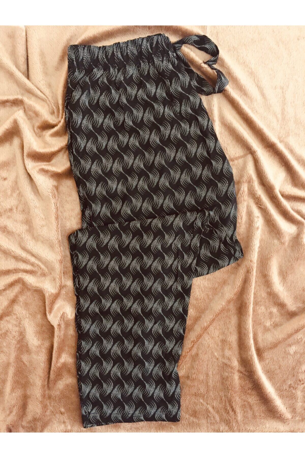 Altınay Kadın Siyah Cepli Viskon Yazlık Pijama Altı Ze7