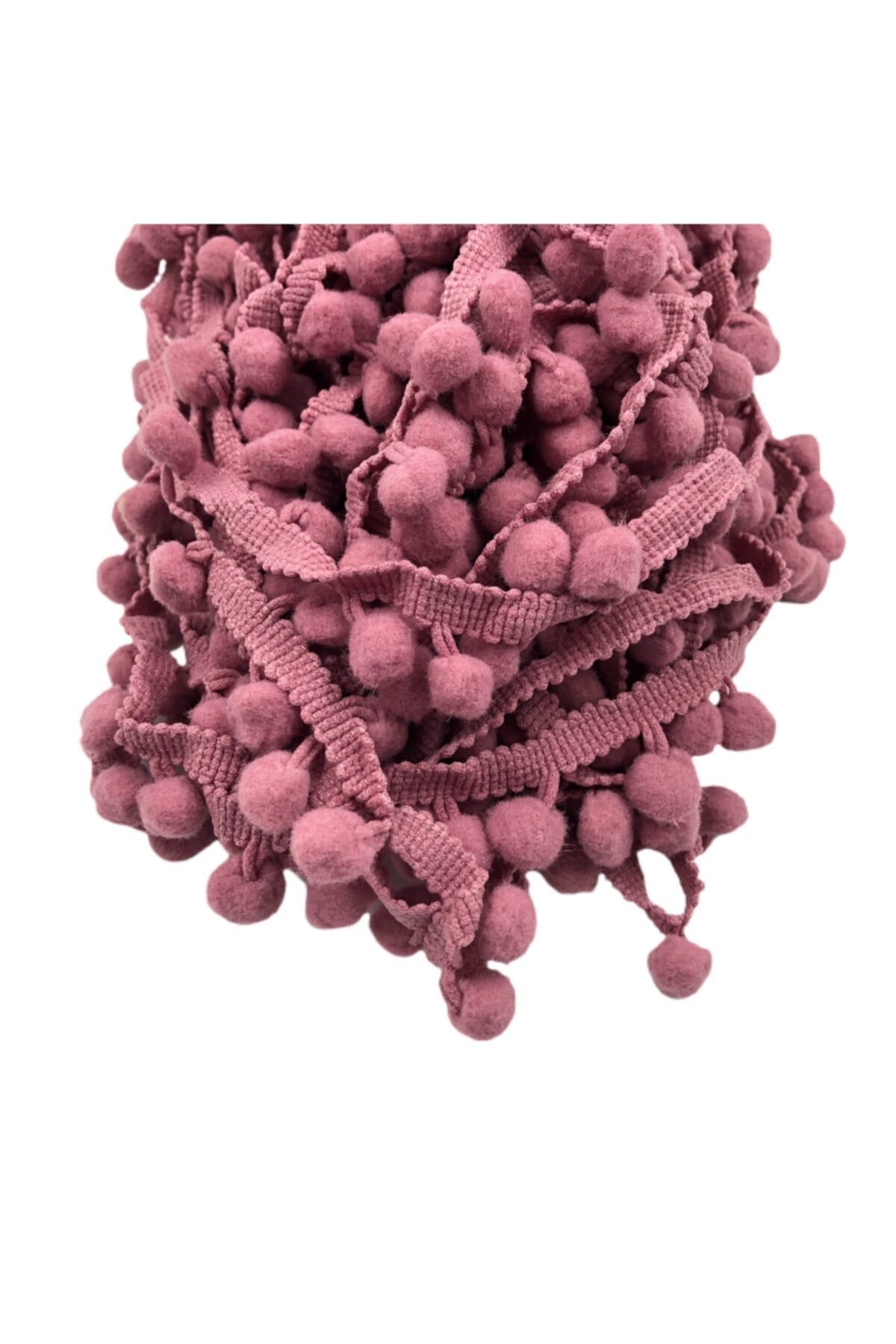 Yumuşakkeçe Gül Kurusu Şerit Ponpon/5 Metre