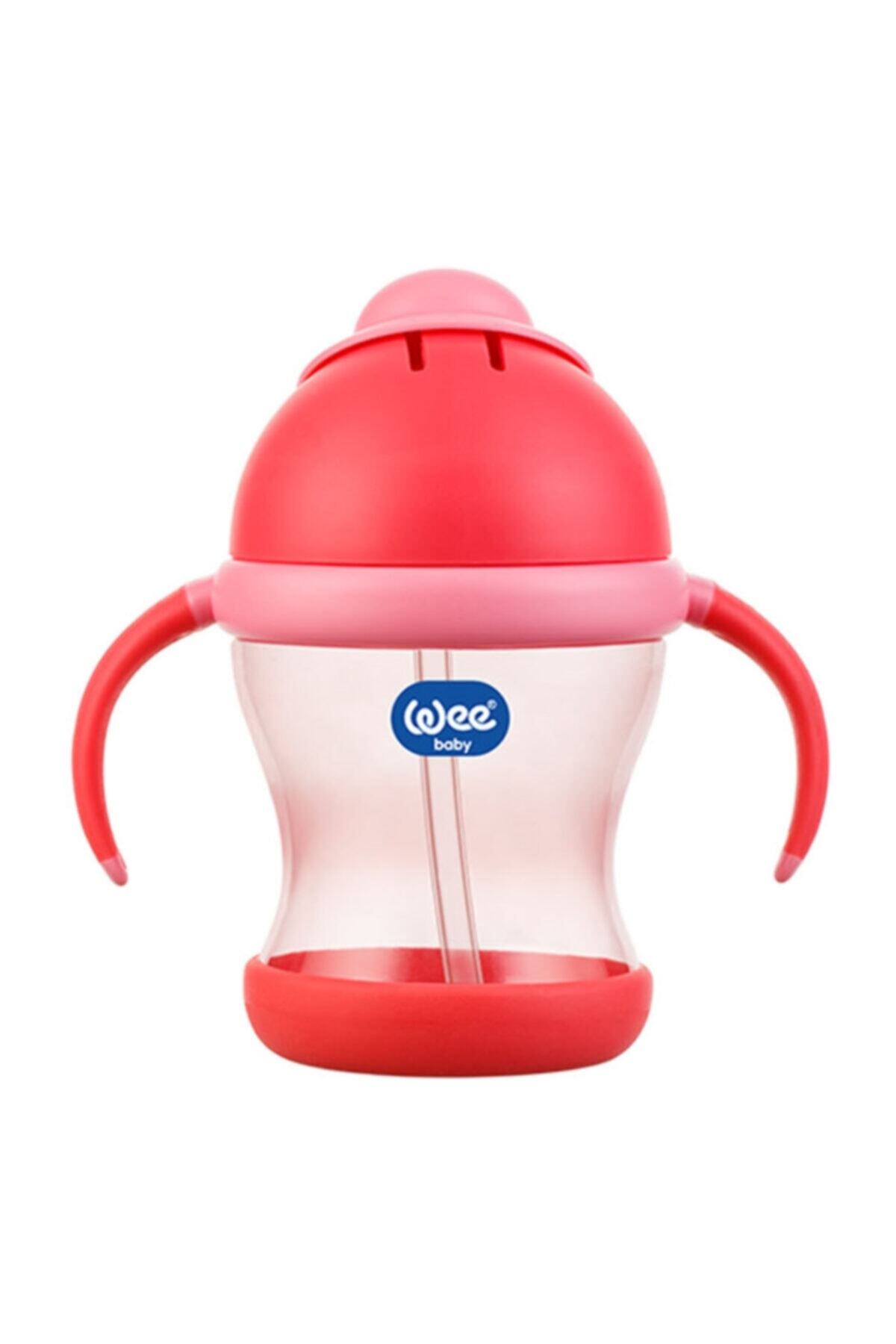 Wee Baby Kız Çocuk Kırmızı Kulplu Pipetli Bardak 200 ml