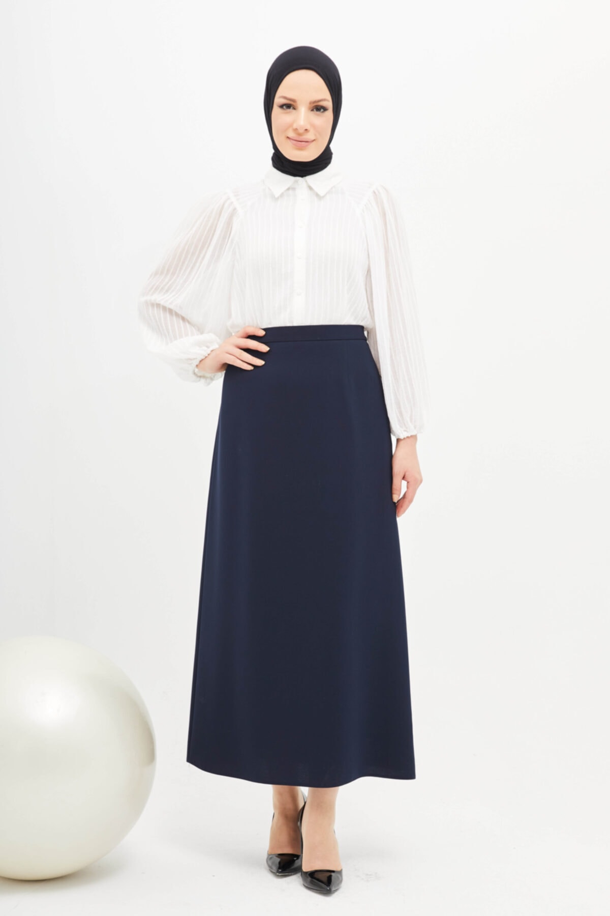 Gülsima Moda Lacivert Önü Düz Kalem Etek 1206