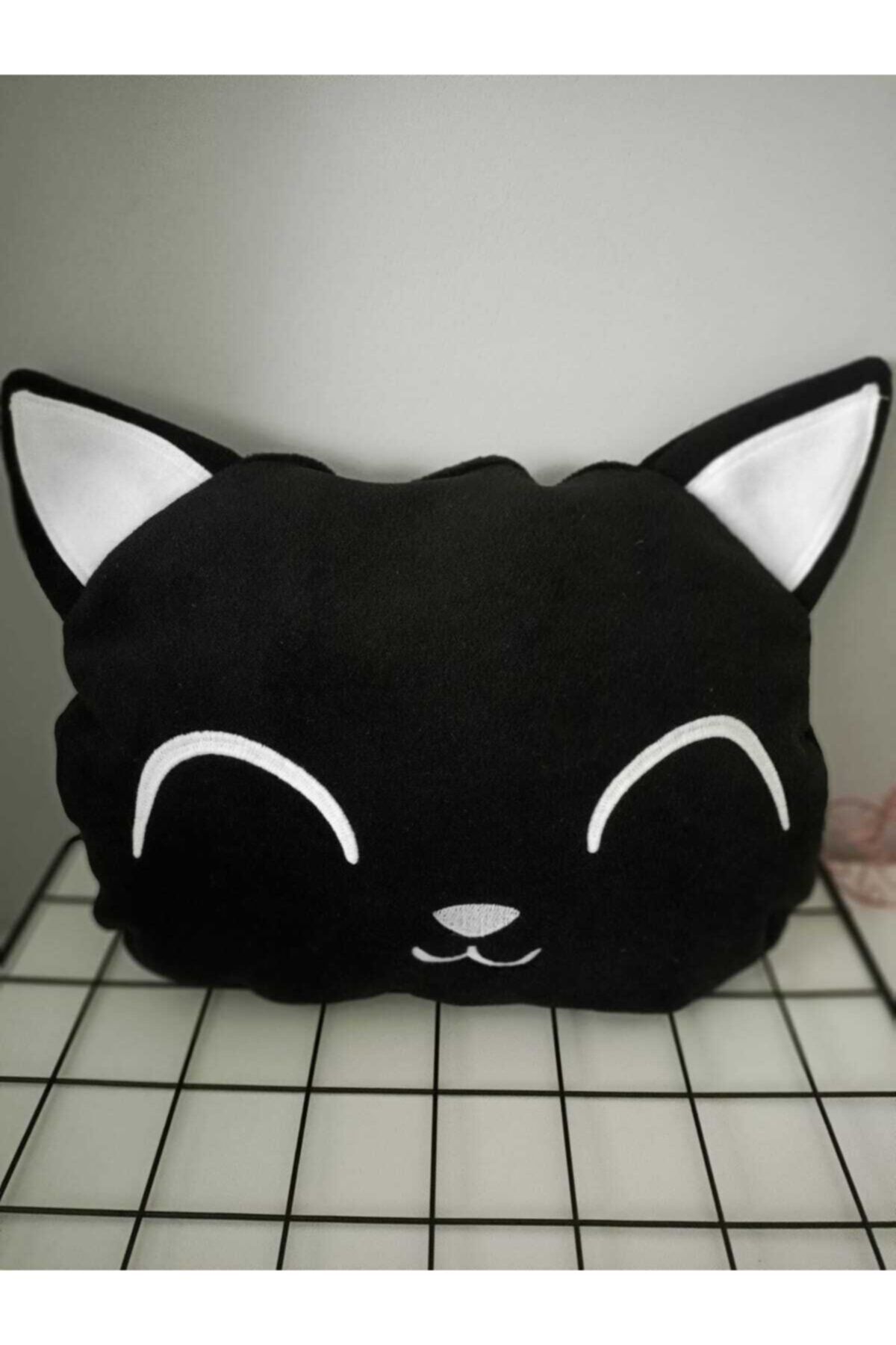 HENO BUTİK Siyah Kedi Peluş Yastık