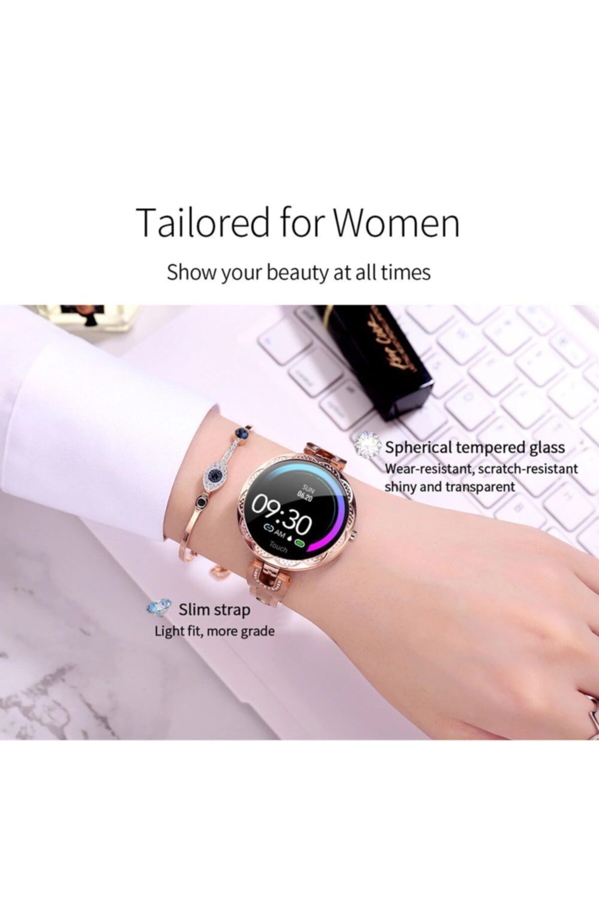 Angel Of Life Moda Akıllı Saat Su Geçirmez Smartwatch Gold