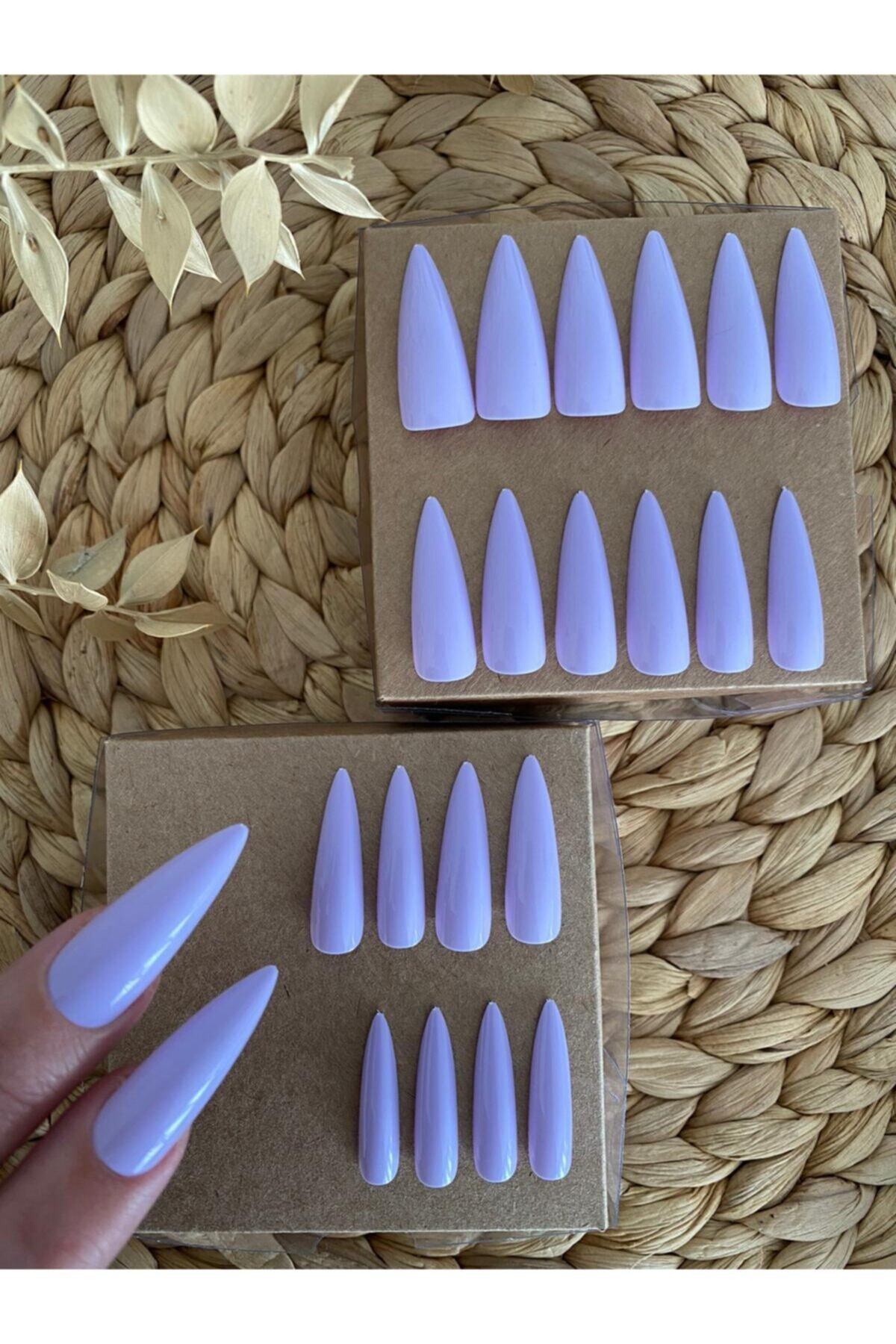 SYBELLE KOZMETİK 20 Adet Lila Stiletto Takma Tırnak