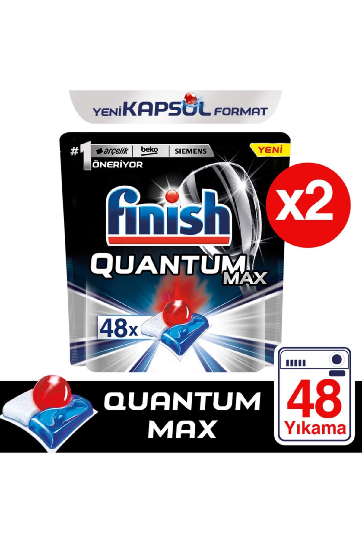 Finish Quantum Max X2 Bulaşık Makinesi Deterjanı 48 Kapsül