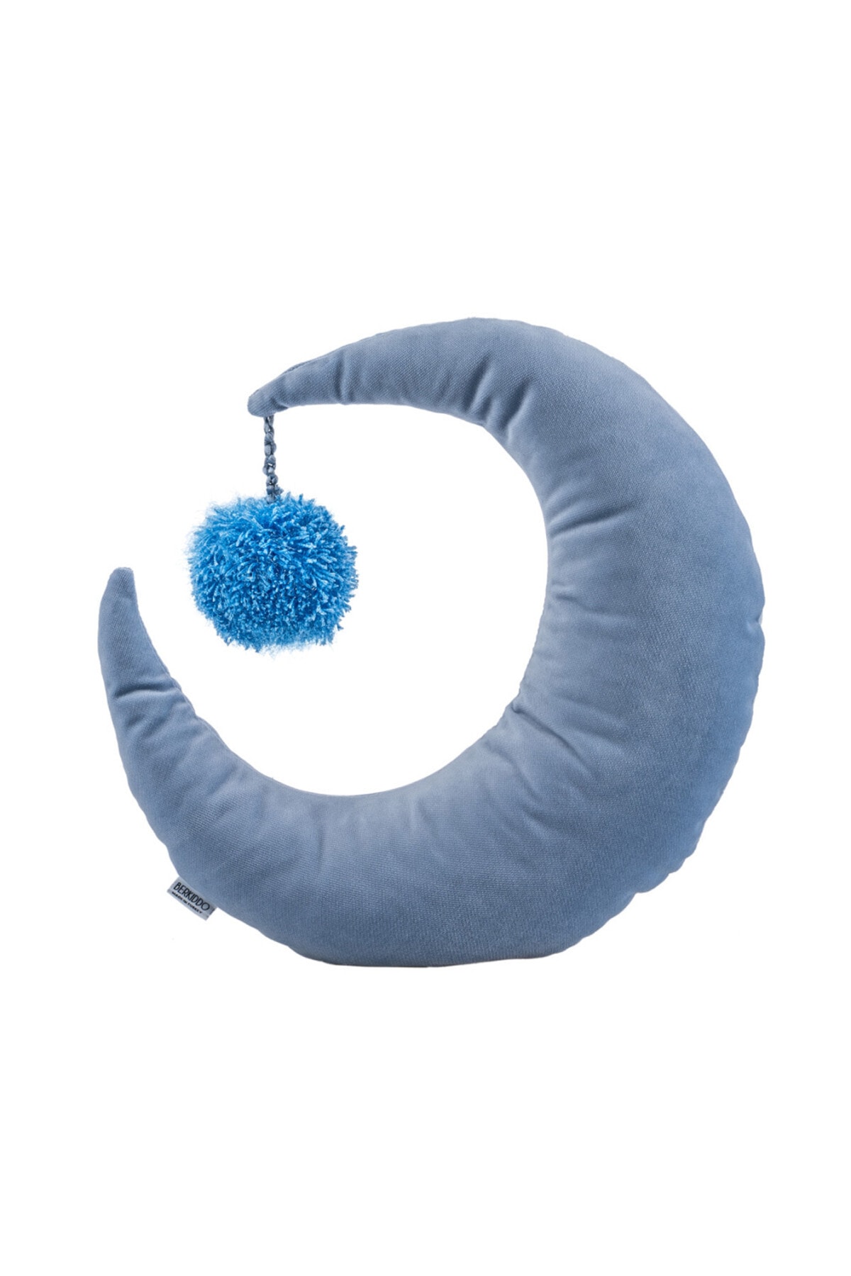 Berkiddo Mavi Ponponlu Kadife Ay Yastık