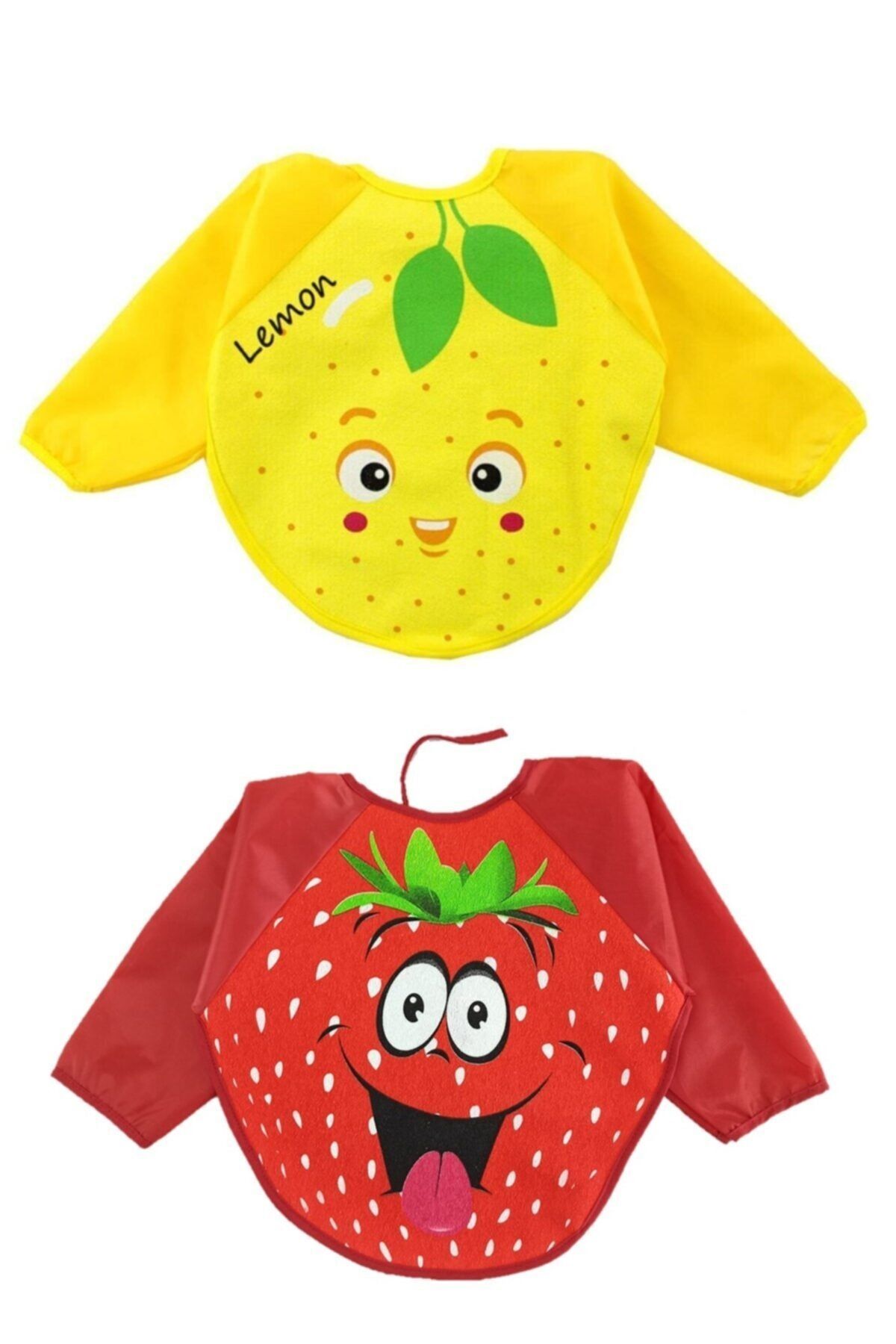 Malkoç Unisex Bebek Çilek ve Limon Desenli Mama Önlüğü 6-24 Ay 2 Adet