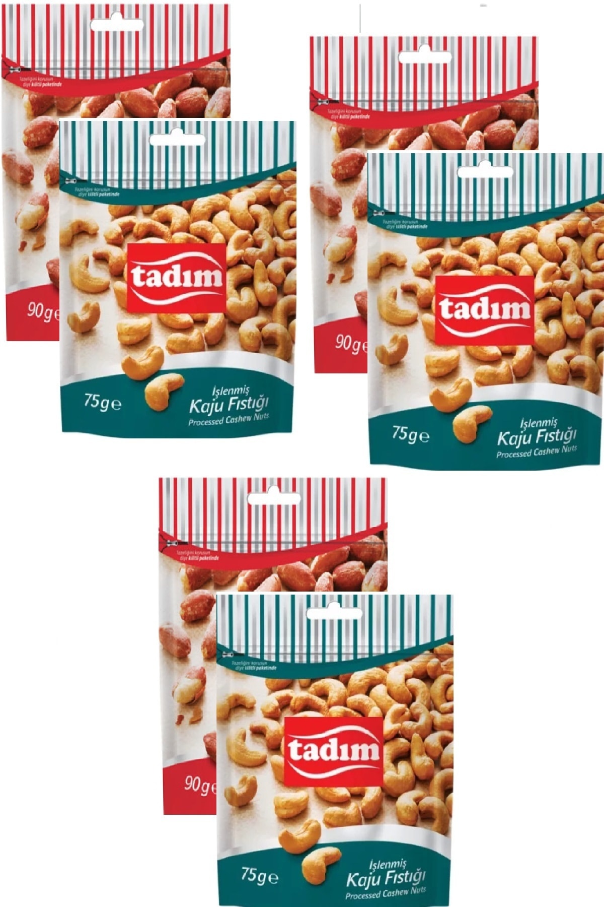 Tadım Kavrulmuş Tuzlu Yer Fıstığı 90 Gr X 3 Adet Işlenmiş Kaju Fıstığı 75 Gr X 3 Adet