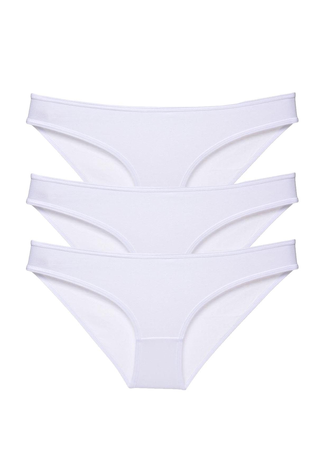 Royaleks Likralı Kadın Penye Slip Külot Beyaz 3 Lü Set