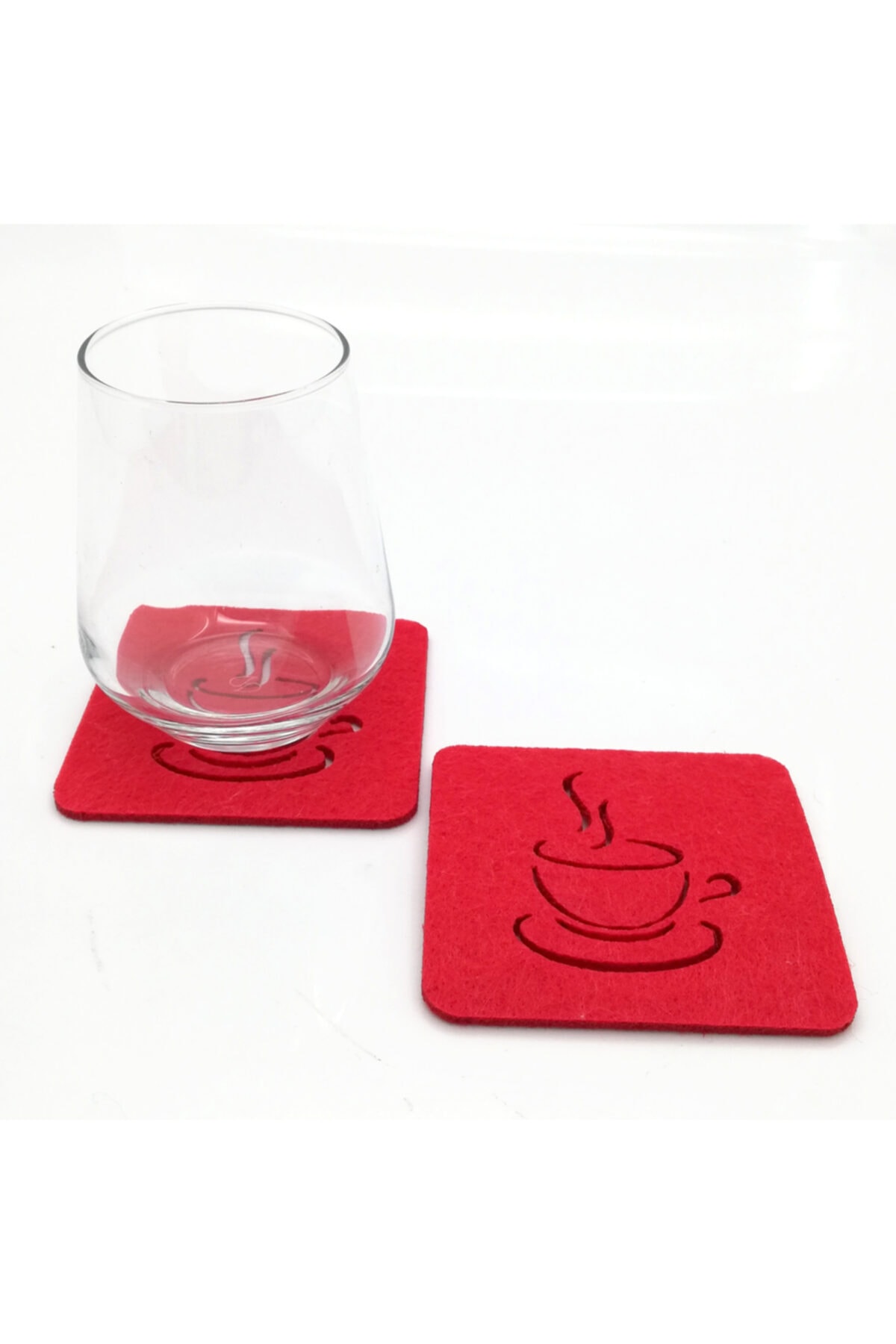 Lora Davet Amerikan Servis Bardak Altlığı Keçe Kare kırmızı