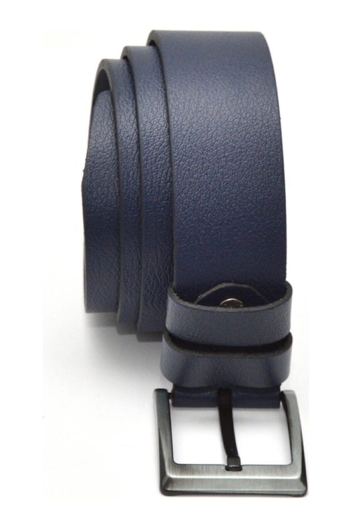 SUNMAN AYAKKABI 4.5 Cm Hakiki Deri Kot Kemeri Lacivert