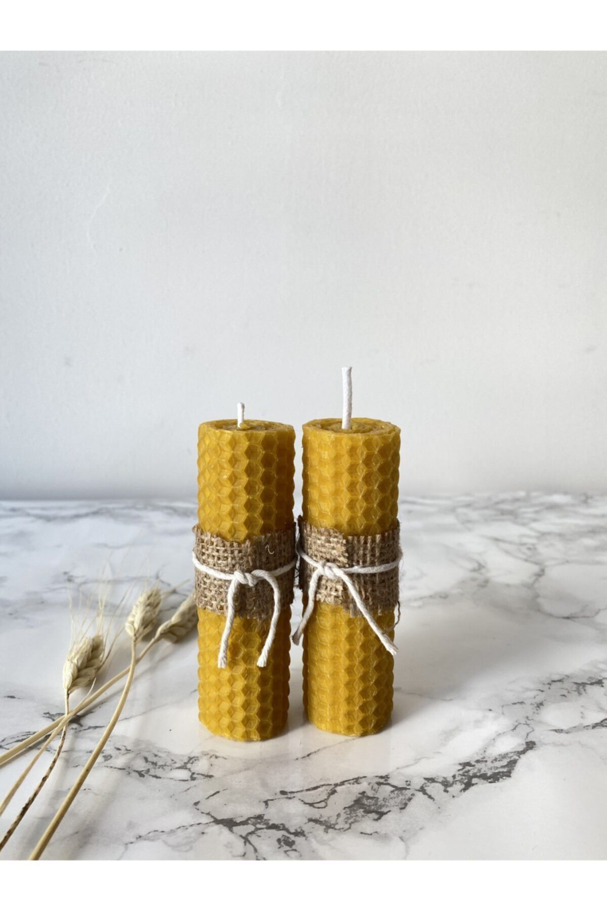 Kyphi Natural Hand-bee 2'li Balmumu Mum Seti (10x3 Cm)
