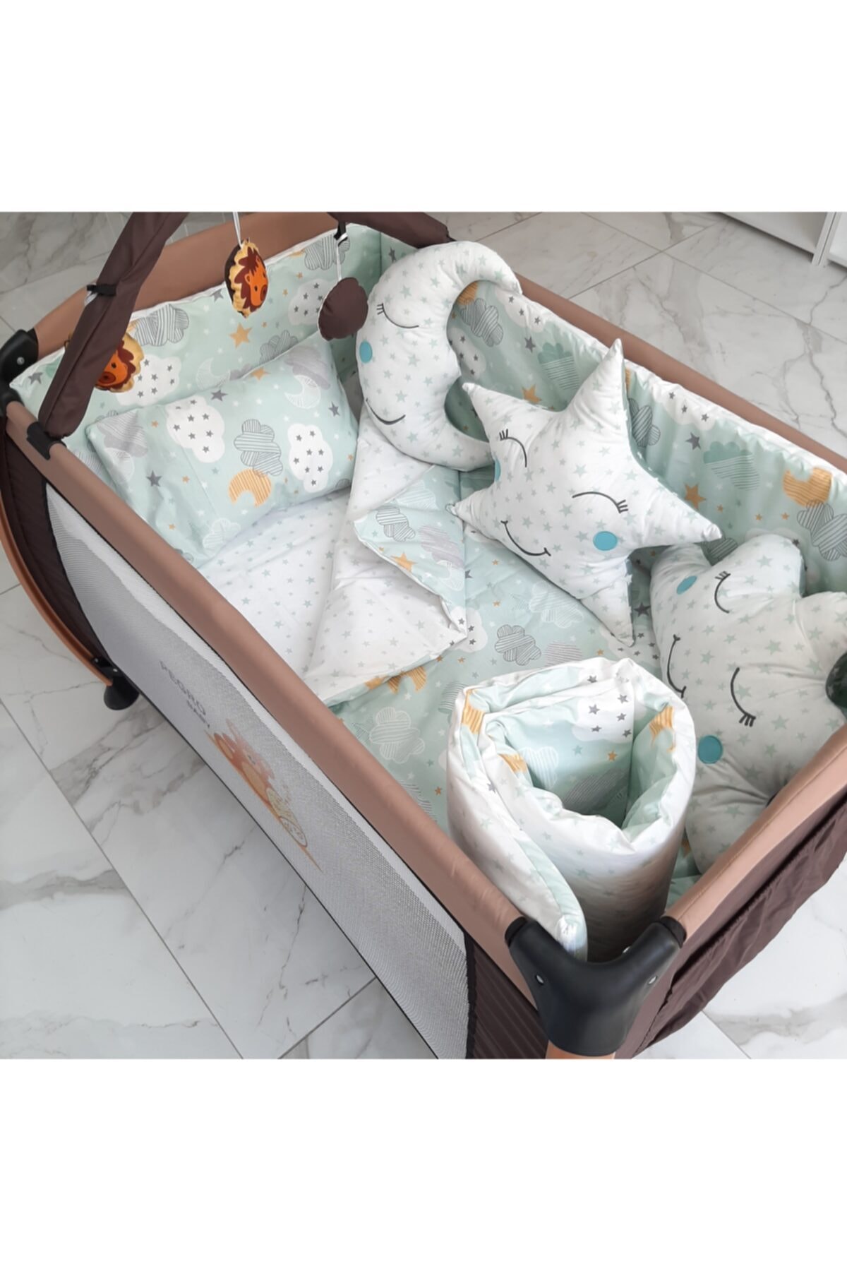uykucubebe Bebek Mint Park Beşik Uyku Seti 10 Parça 4729  70x110