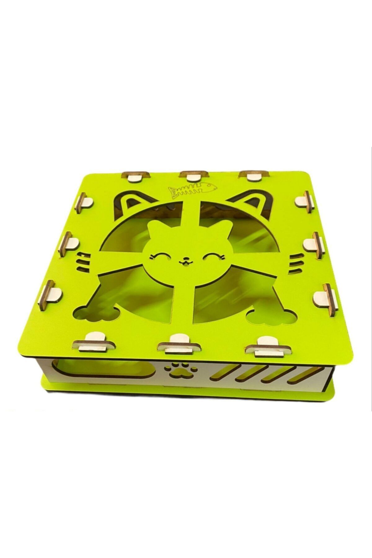 BEST TASARIM ATÖLYESİ Ahşap Kedi Oyun Alanı Kedili Yeşil