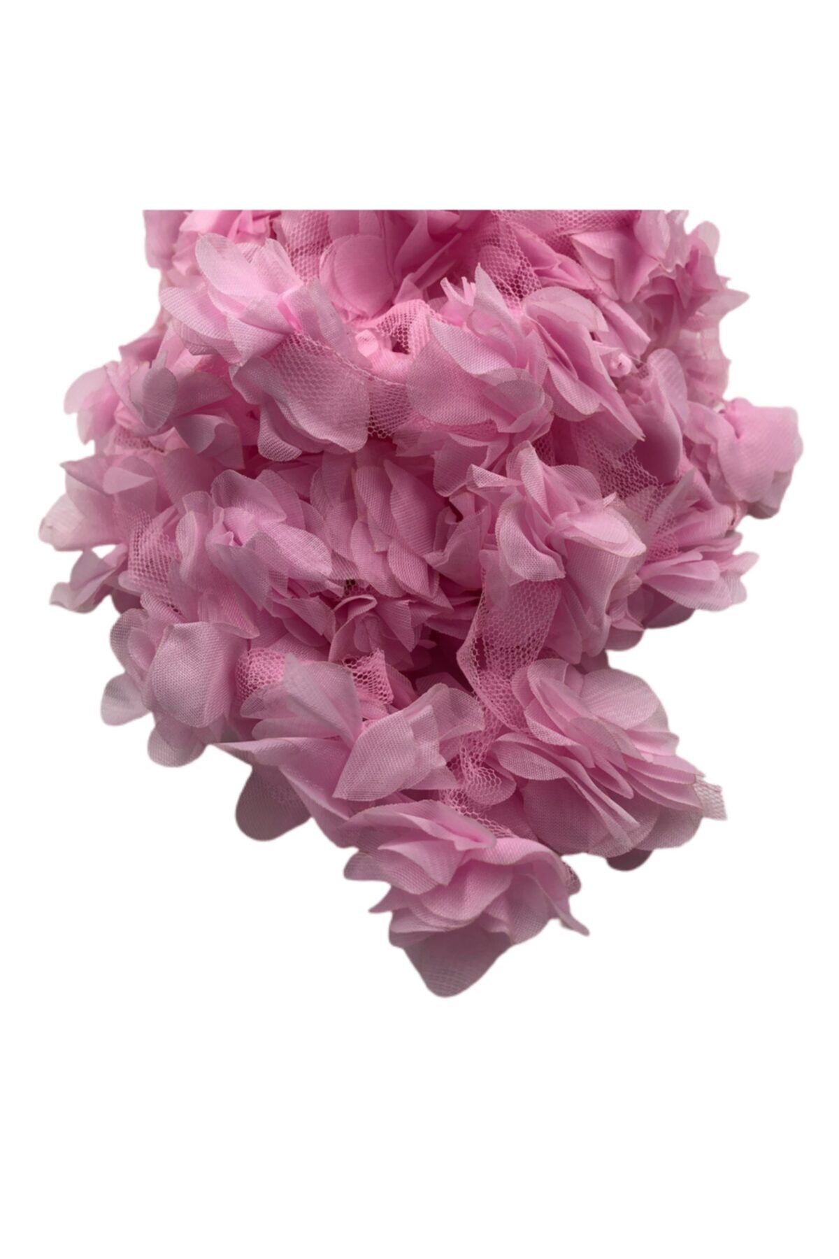 Yumuşakkeçe Lazer Kesim Organze Kumaş Gül Süsleme Malzemesi 9 Metre 120 Adet Kumaş Gül Pembe