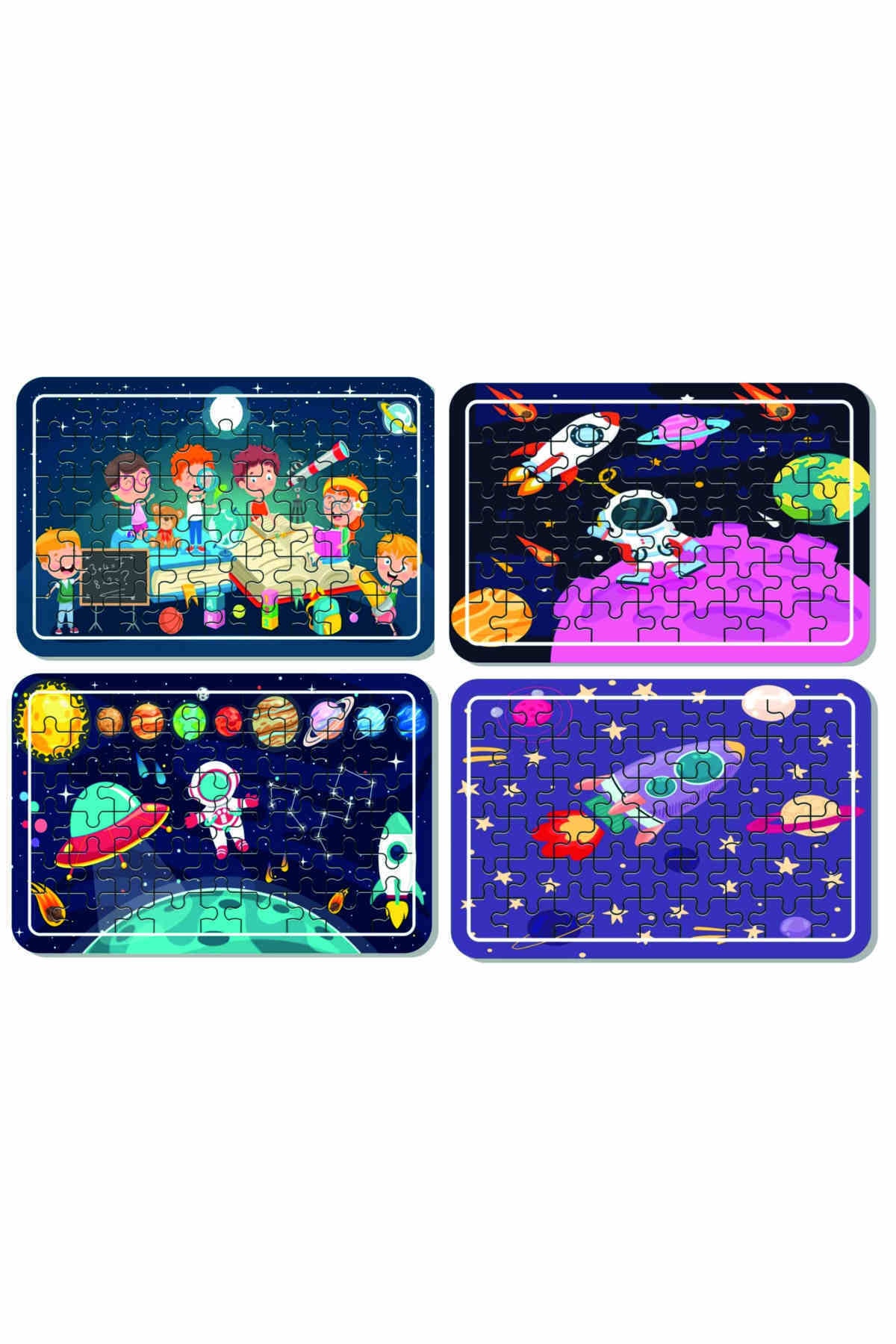 UBGA GIFT Toplam 216 Parçadan Oluşan Gezegenleri Öğrenelim 4 Lü Puzzle Set