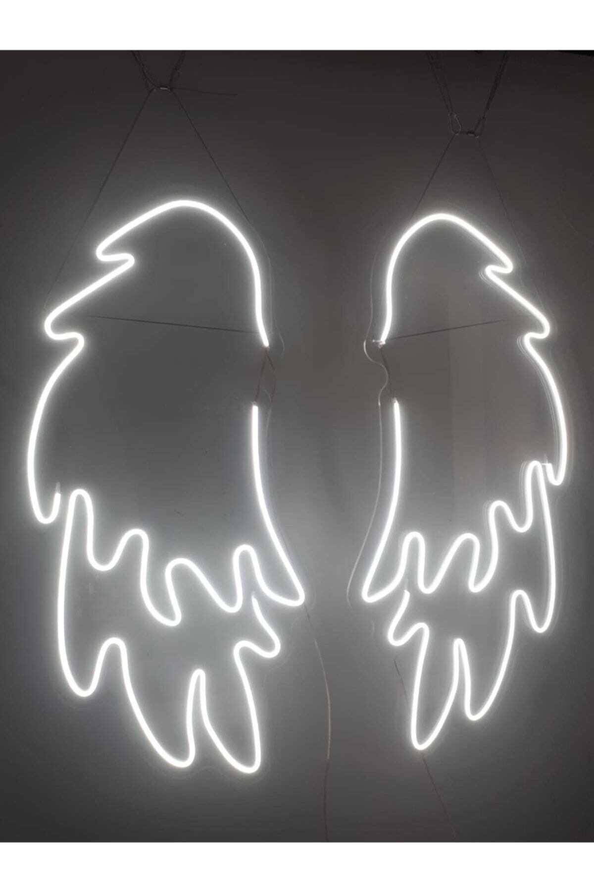 neonsanat Melek Kanadı Model, Beyaz Işıklı Led Neon Levha