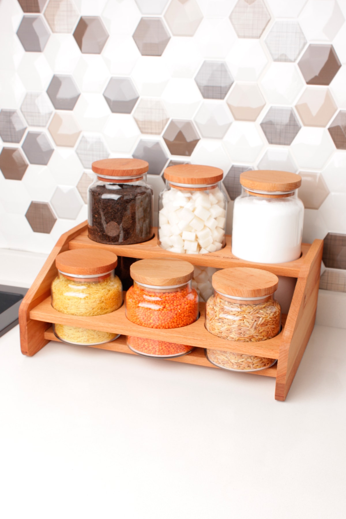 Favorite Kitchen Okaliptus 6'lı Kavanoz Baharatlık Seti Jumbo Baharat Seti