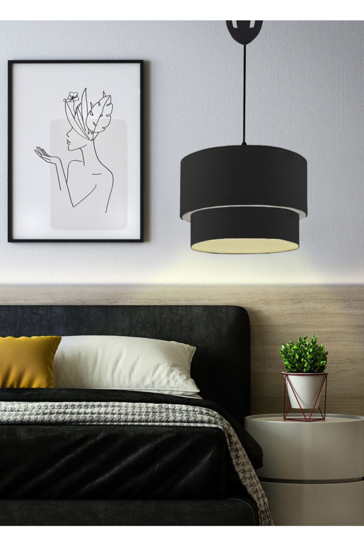 HOMİNG Siyah Kumaş Sarkıt Ayd-2774
