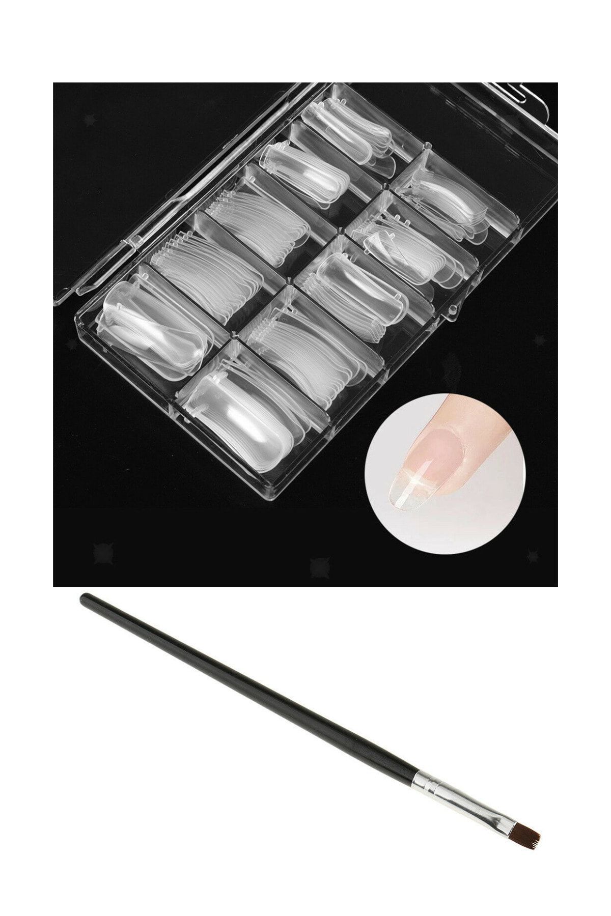 alaraycosmetics Poly Jel Form Kalıp Tips 100 Adet +jel Uygulama Fırçası
