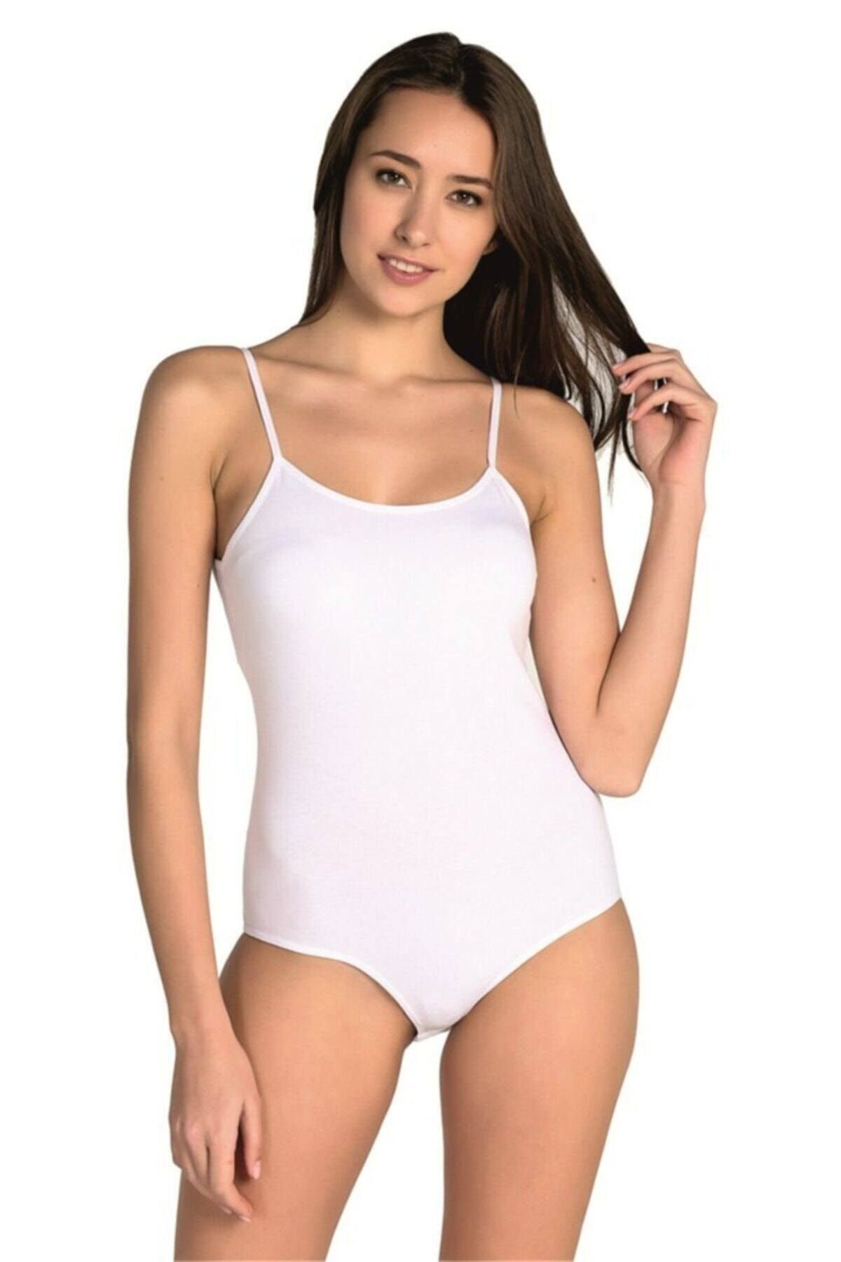 Tutku Kadın Beyaz İp Askılı Kancalı Çıt Çıtlı Body 3'lü