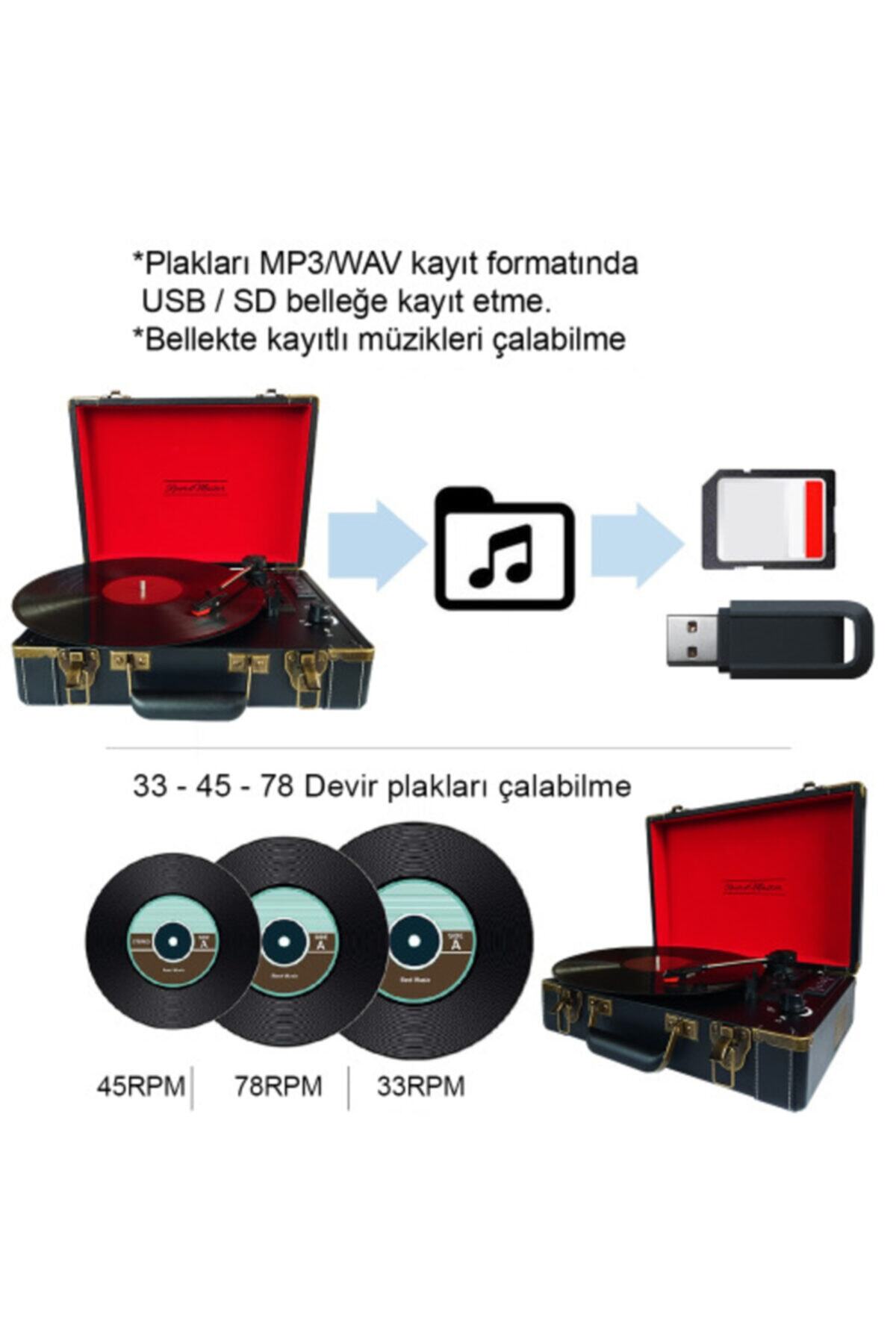 UygunSepet Vintage Şarjlı Bluetoothlu Usbli 33,45,78 Devir Pikap Plakçalar+zeki Müren Klasikler 5,6,7,8
