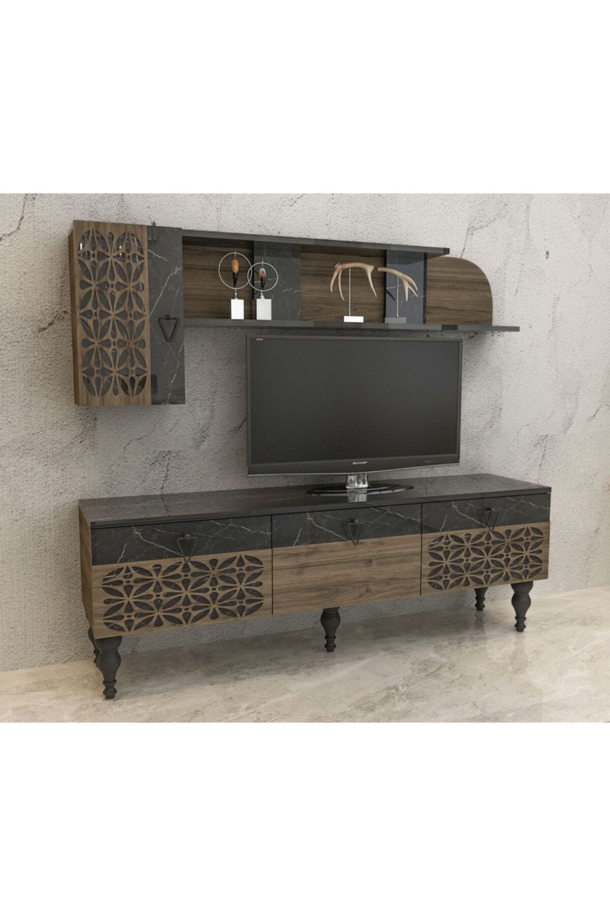 cantek Flow Tv Ünitesi Royalmermer-ceviz