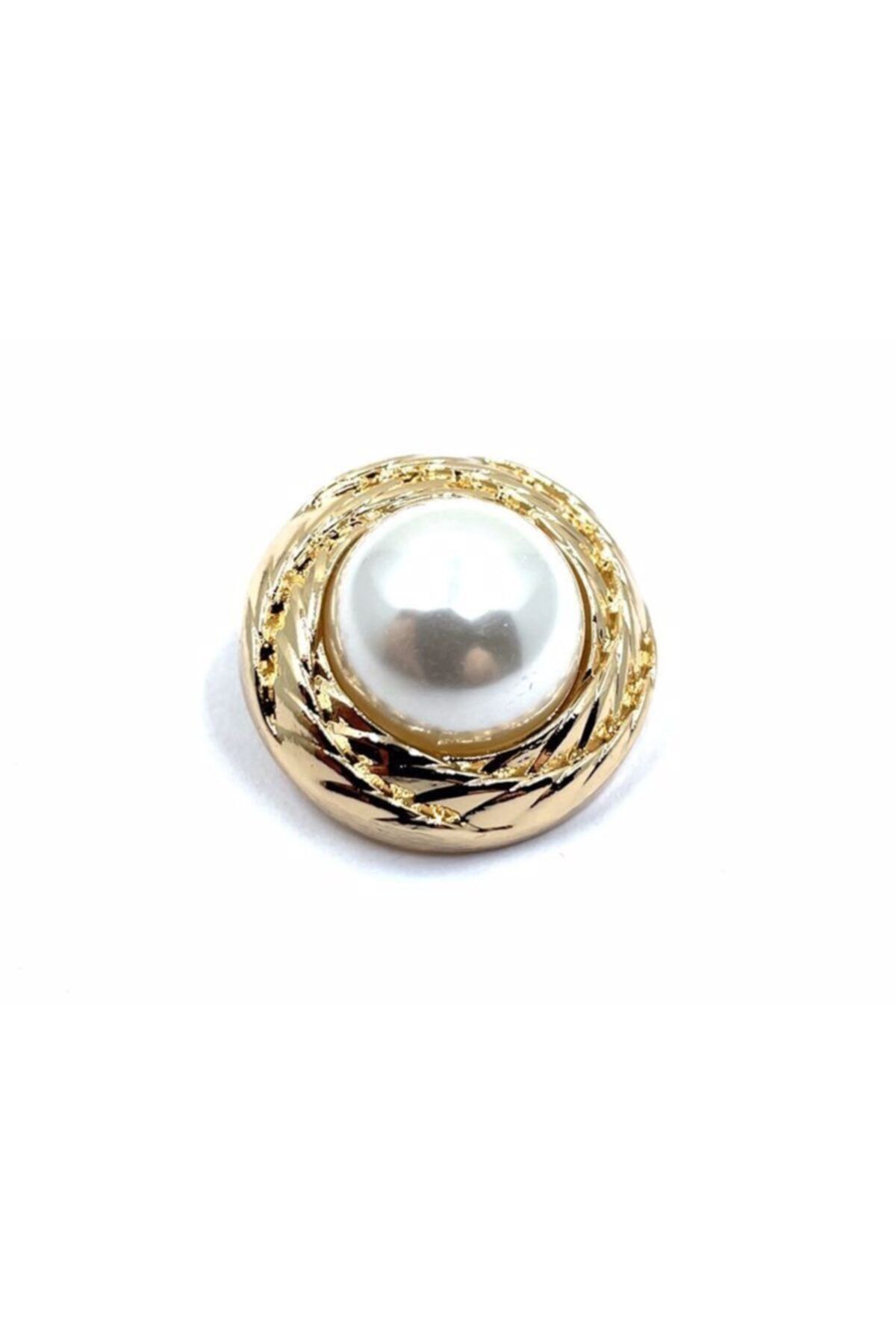 Düğmebul by ORG Yuvarlak Incili Metal Sarı Düğme,triko,bluz Düğmesi,modern Düğme 10'lu Düğme 28 Boy 18mm