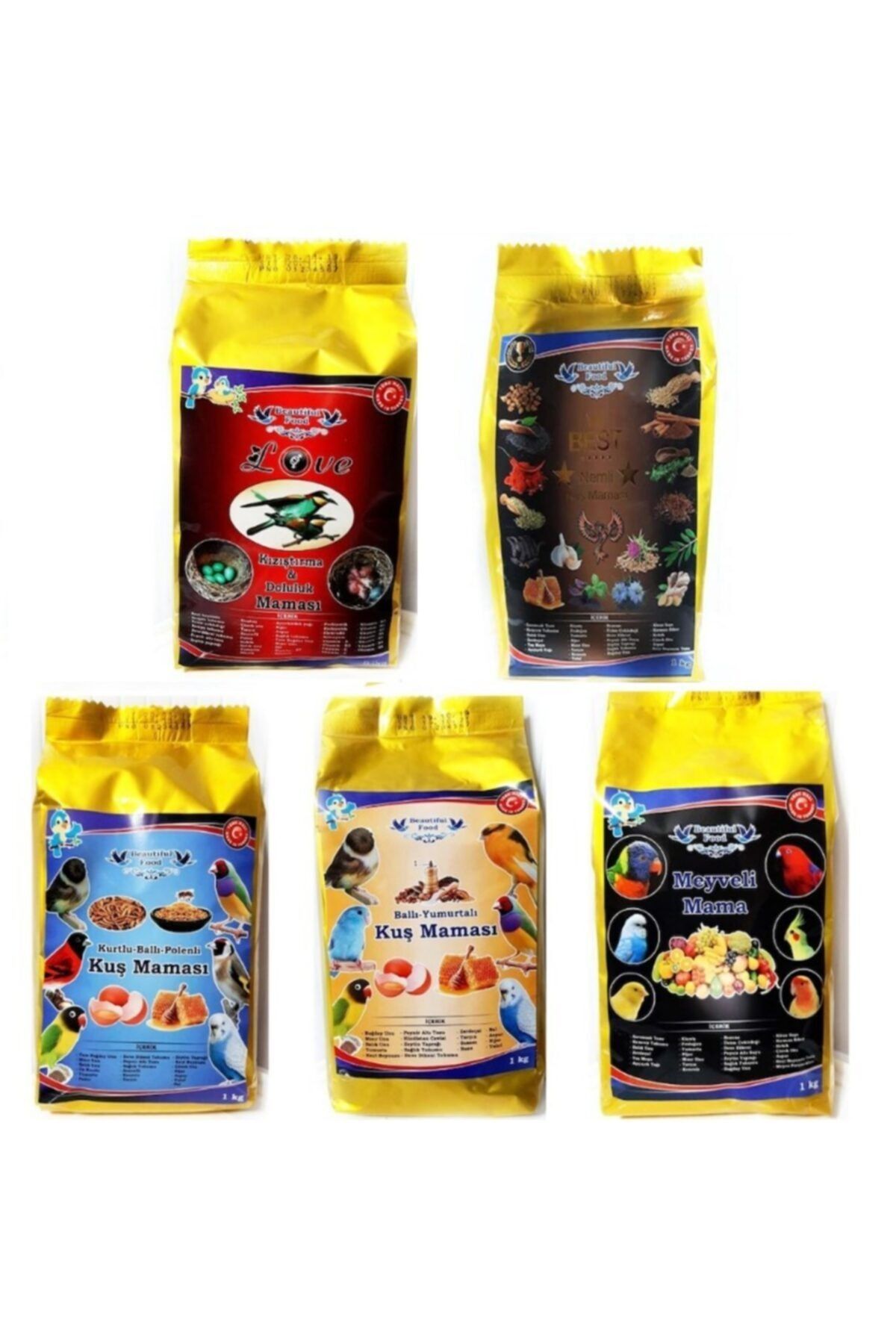 Beautiful Food Tam Set Kuş Maması Kuş Yem Seti 5 Kg. Herşey Dahil