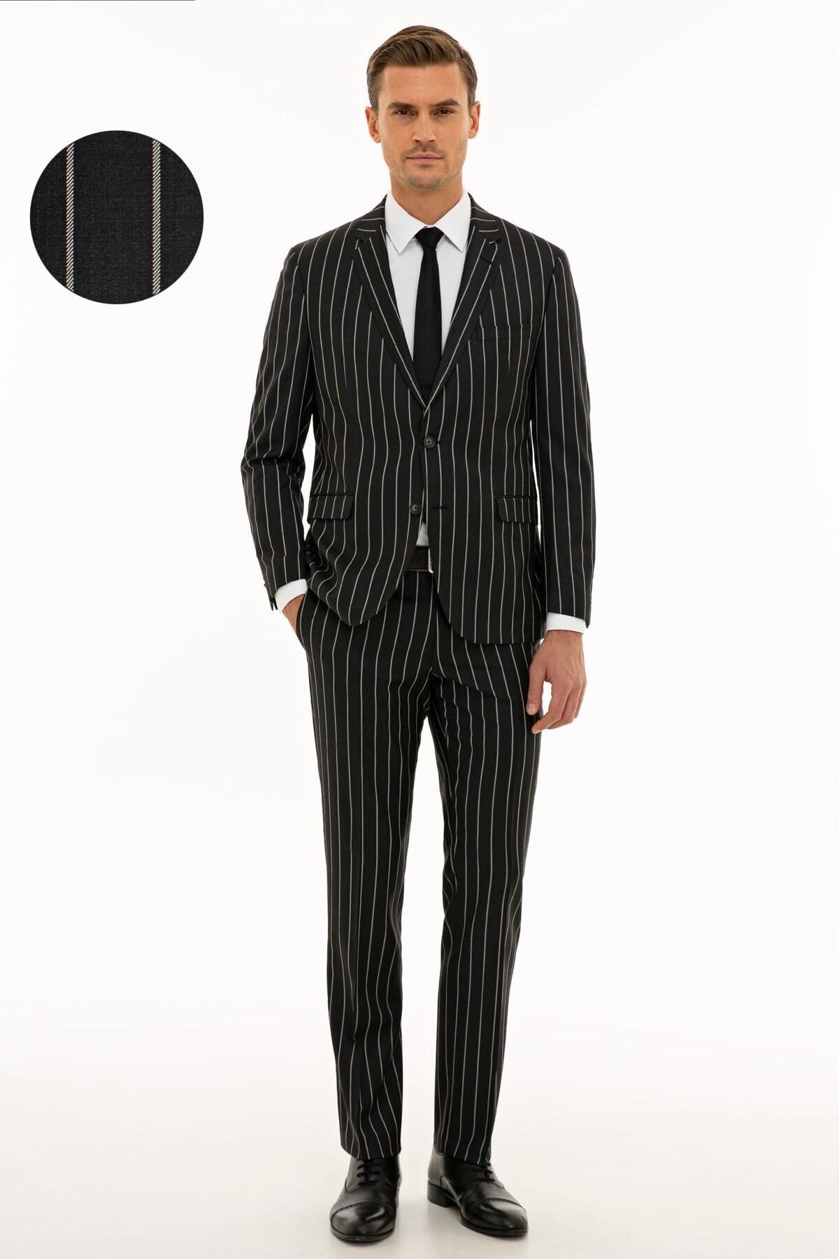 Pierre Cardin Erkek Füme Slim Fit Takım Elbise