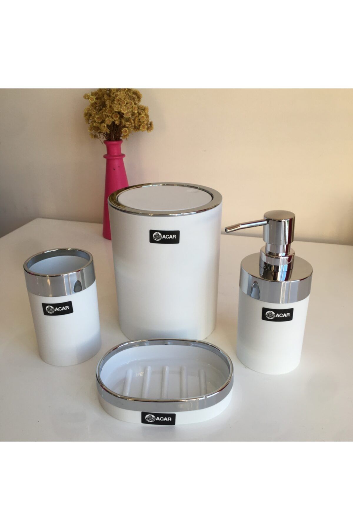 ACAR Akrilik 4 Parça Banyo Set Beyaz