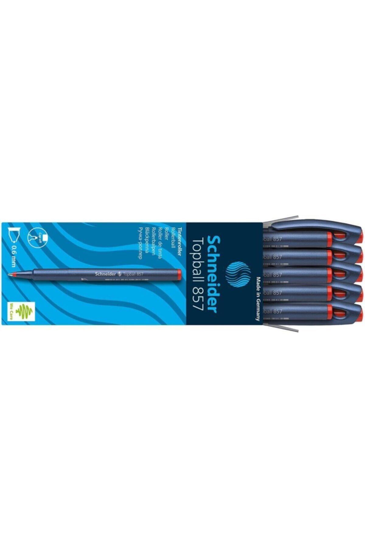 SCHNEIDER Topball 857 06mm Kırmızı Roller Pilot Kalem 10 Lu