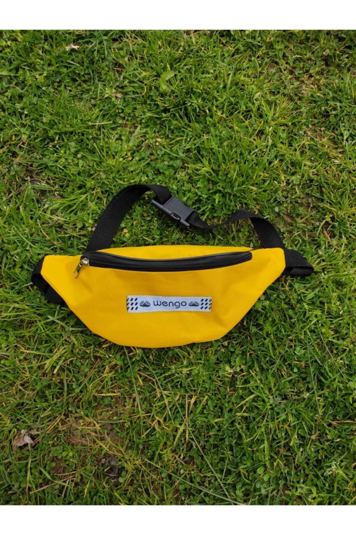 Wengo Kadın Sarı Tek Gözlü Ortadan Baskılı Kumaş Bellik Çanta