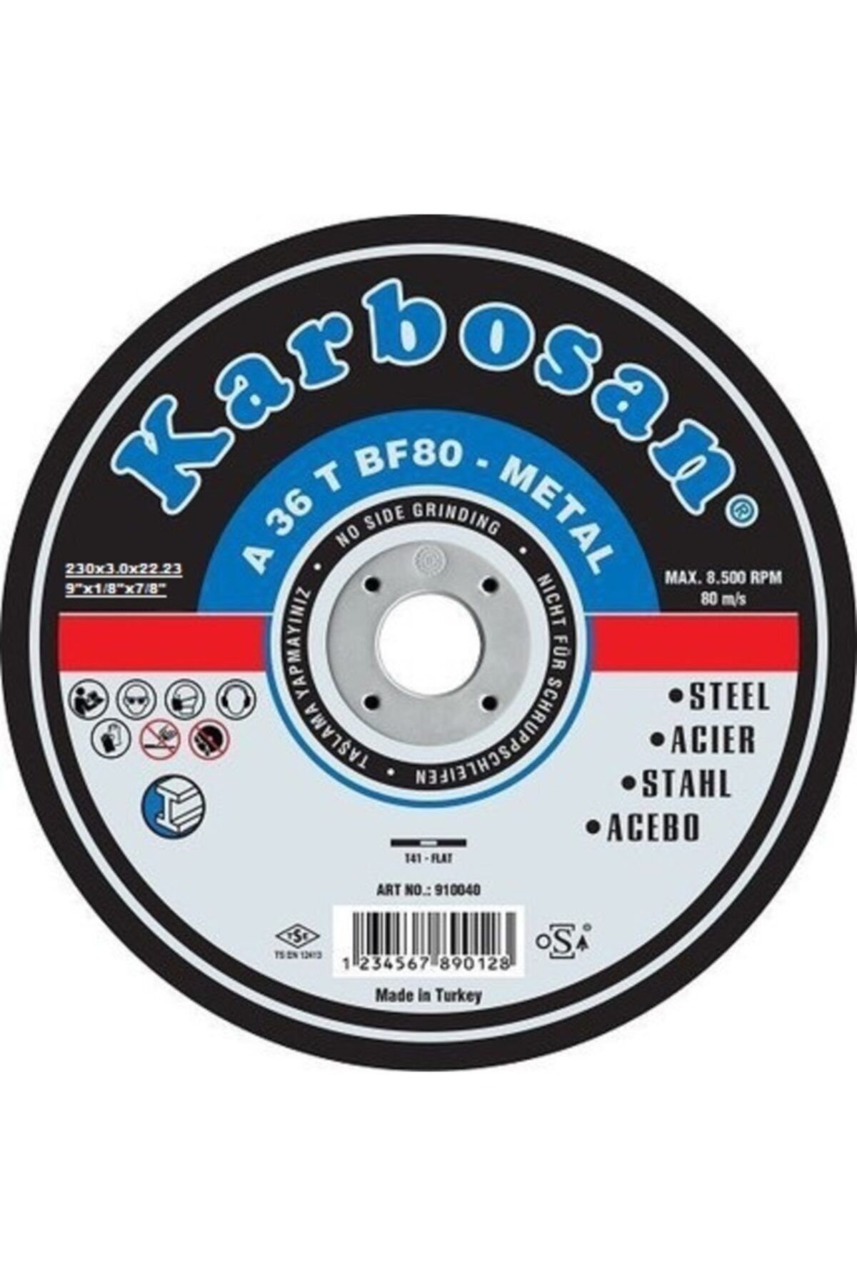 KARBOSAN Metal Kesici Büyük Boy Düz 230x3,0x22,23