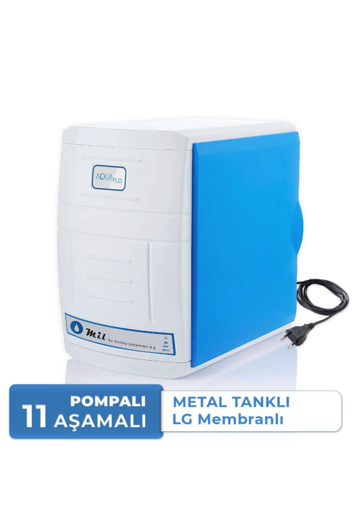 AQUAFLO 11 Aşamalı Pompalı 12 Lt Metal Tanklı Lg Membranlı Kapalı Kasa Su Arıtma Cihazı (mkp11-m-l)