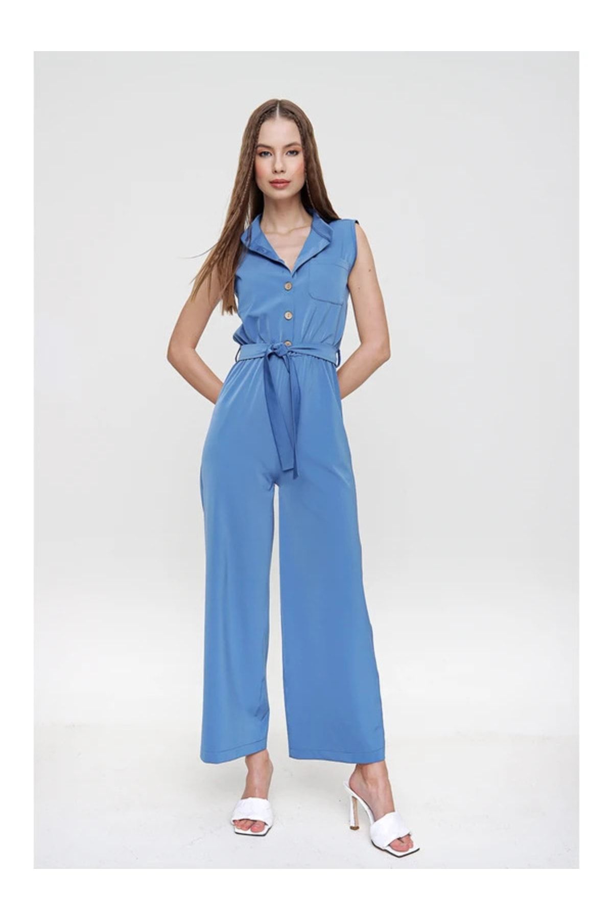 Blue 2025 tight jumpsuit