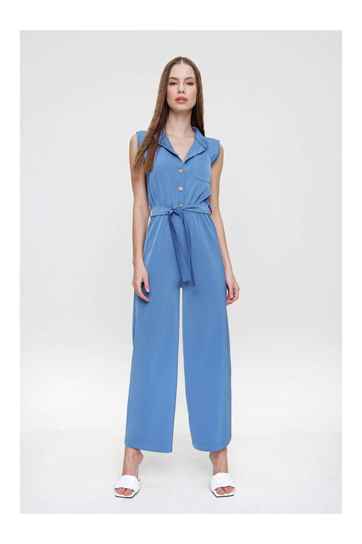 Pasakl Giyim Jumpsuit Blue Tight Trendyol