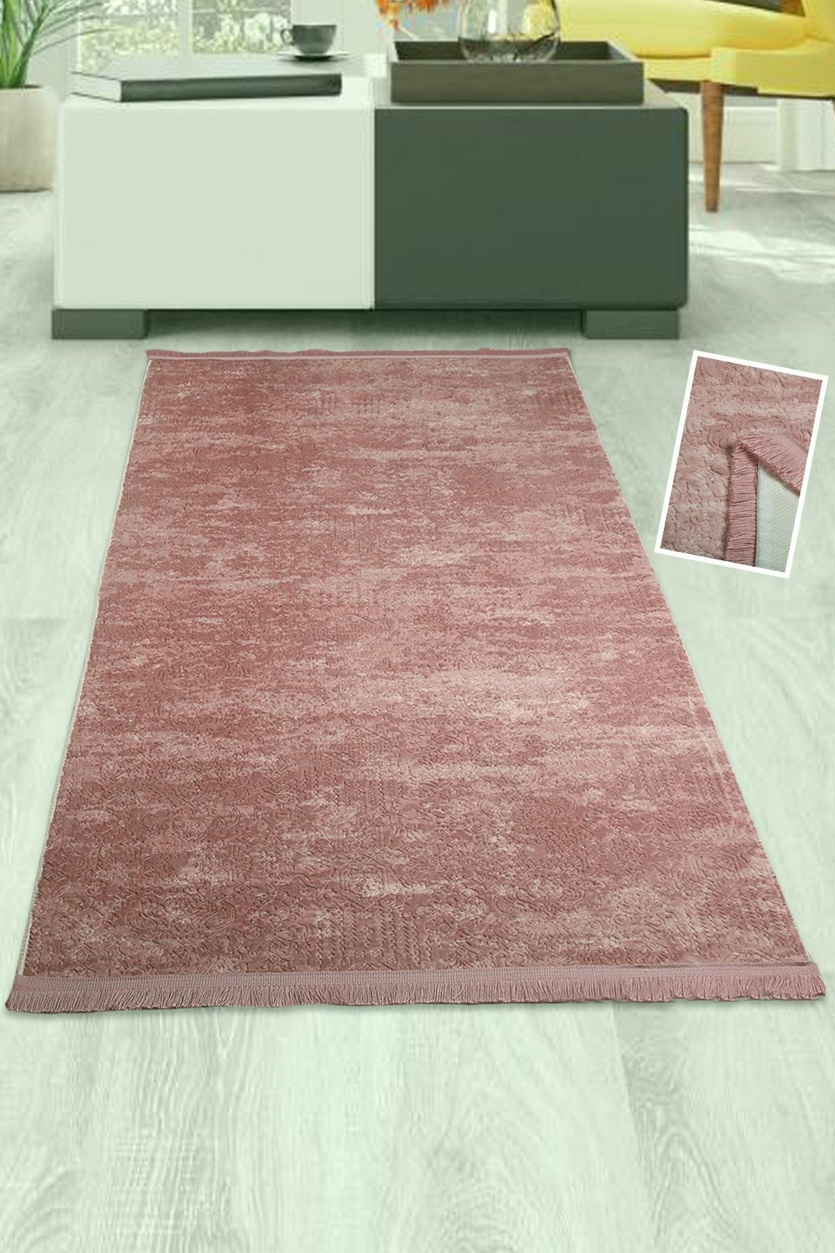 bonny home nova pembe kaymaz pamuk dokuma tabanli kesme pelus hali yolluk fiyati yorumlari trendyol