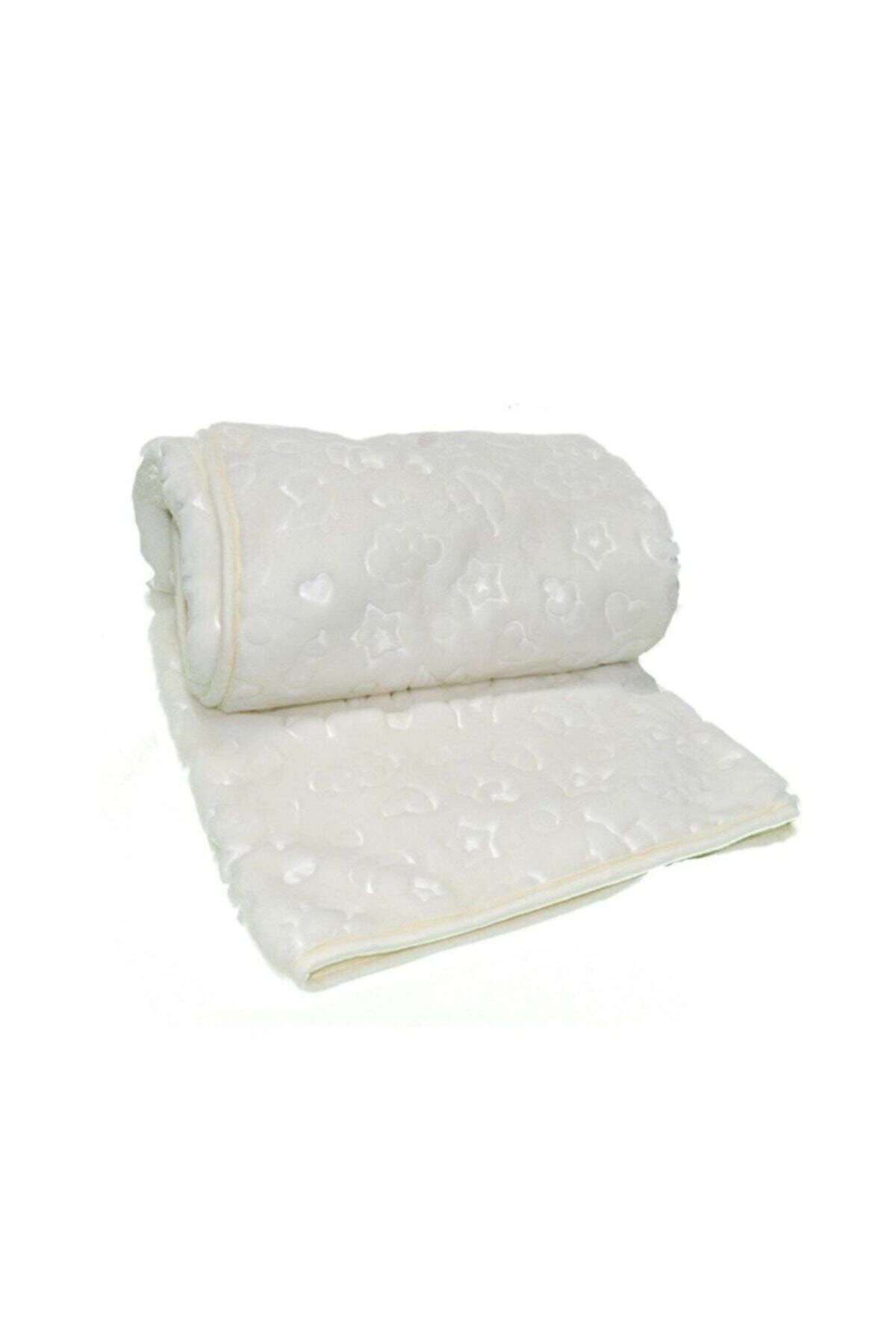 Recos Kuzum Bebe Premium Kabartmalı Peluş Bebek Battaniyesi Krem