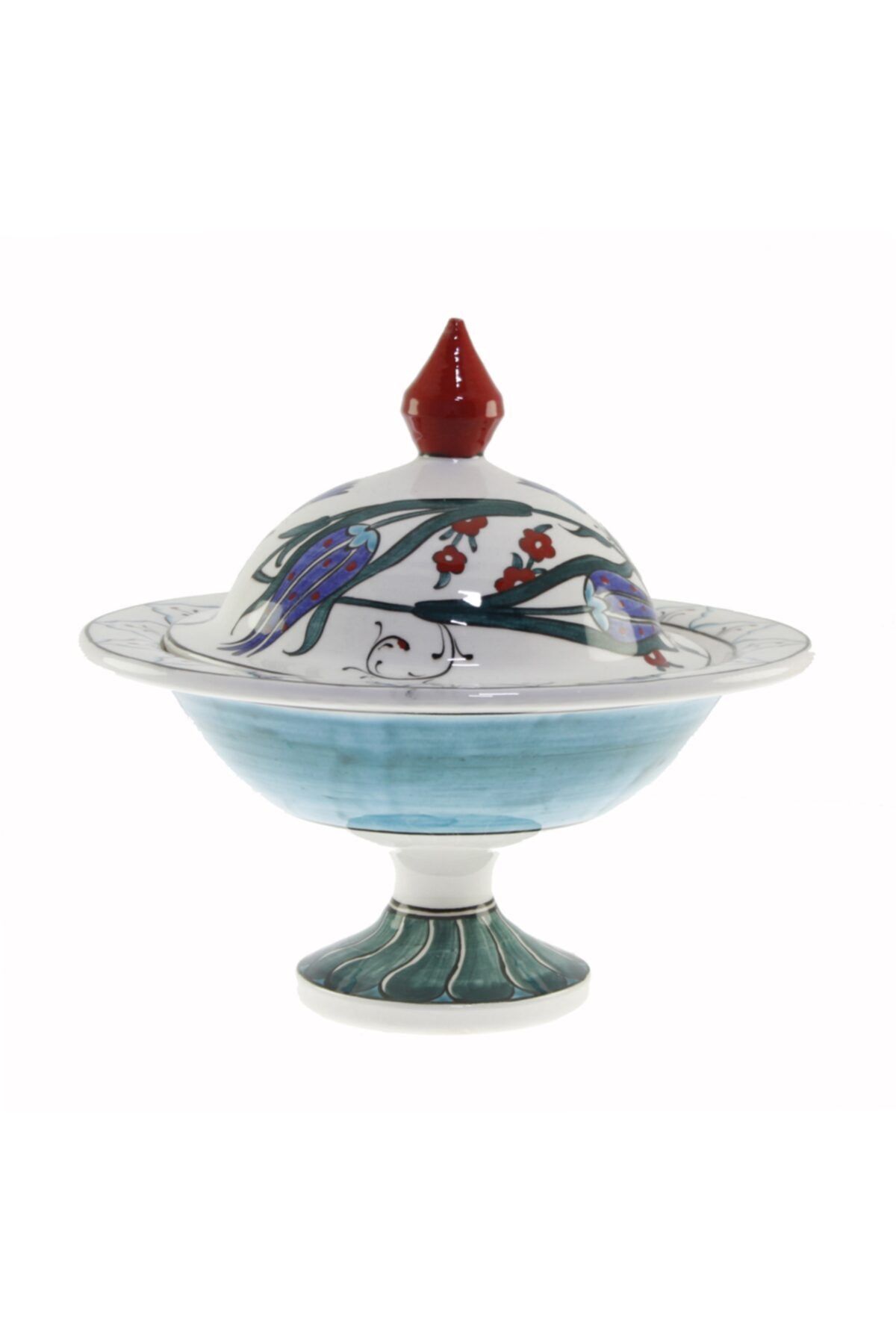 OTANTİK ÇİNİ Iznik Mavi Lale Dekorlu Şekerlik 21x30 cm Dir