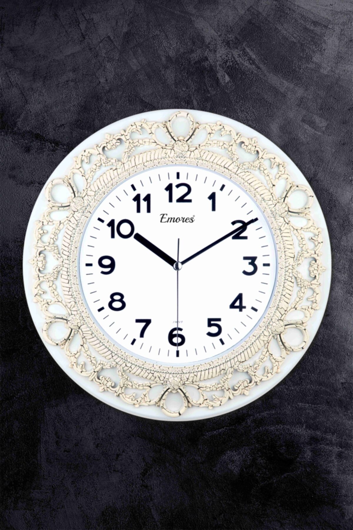 EMORES Gerçek Cam Sessiz Mekanizma Duvar Saati 32 cm