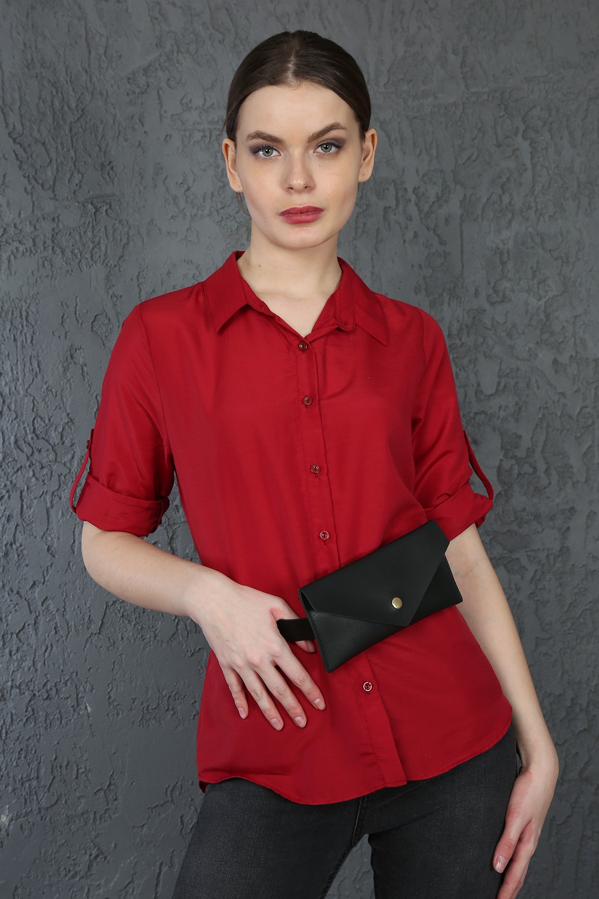 ChiChero Kadın Siyah Suni Deri Bel Çantası