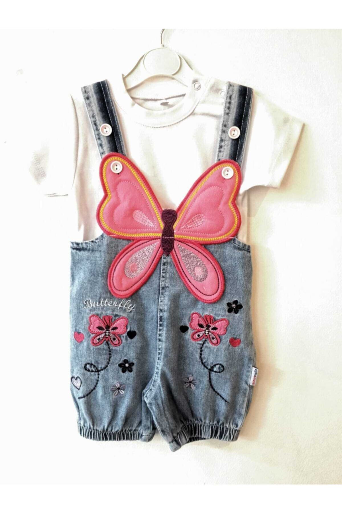 özgürcebebe Kız Bebe Kelebek Salopet Takım