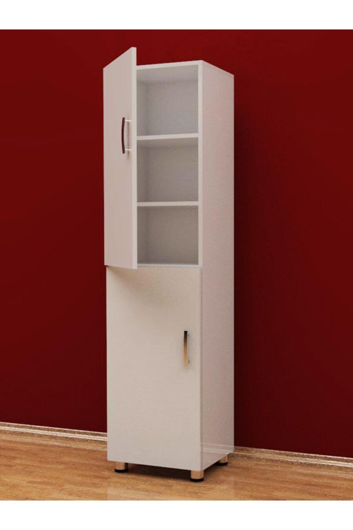 3G TASARIM Beyaz İki Kapaklı Çok Amaçlı Mutfak Banyo Dolabı 45x37x190h cm
