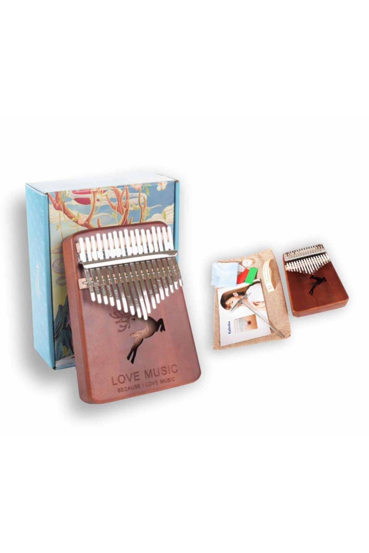 Happy 17 Tuşlu Maun Profesyonel Kalimba + Full Aksesuarlı Kb200