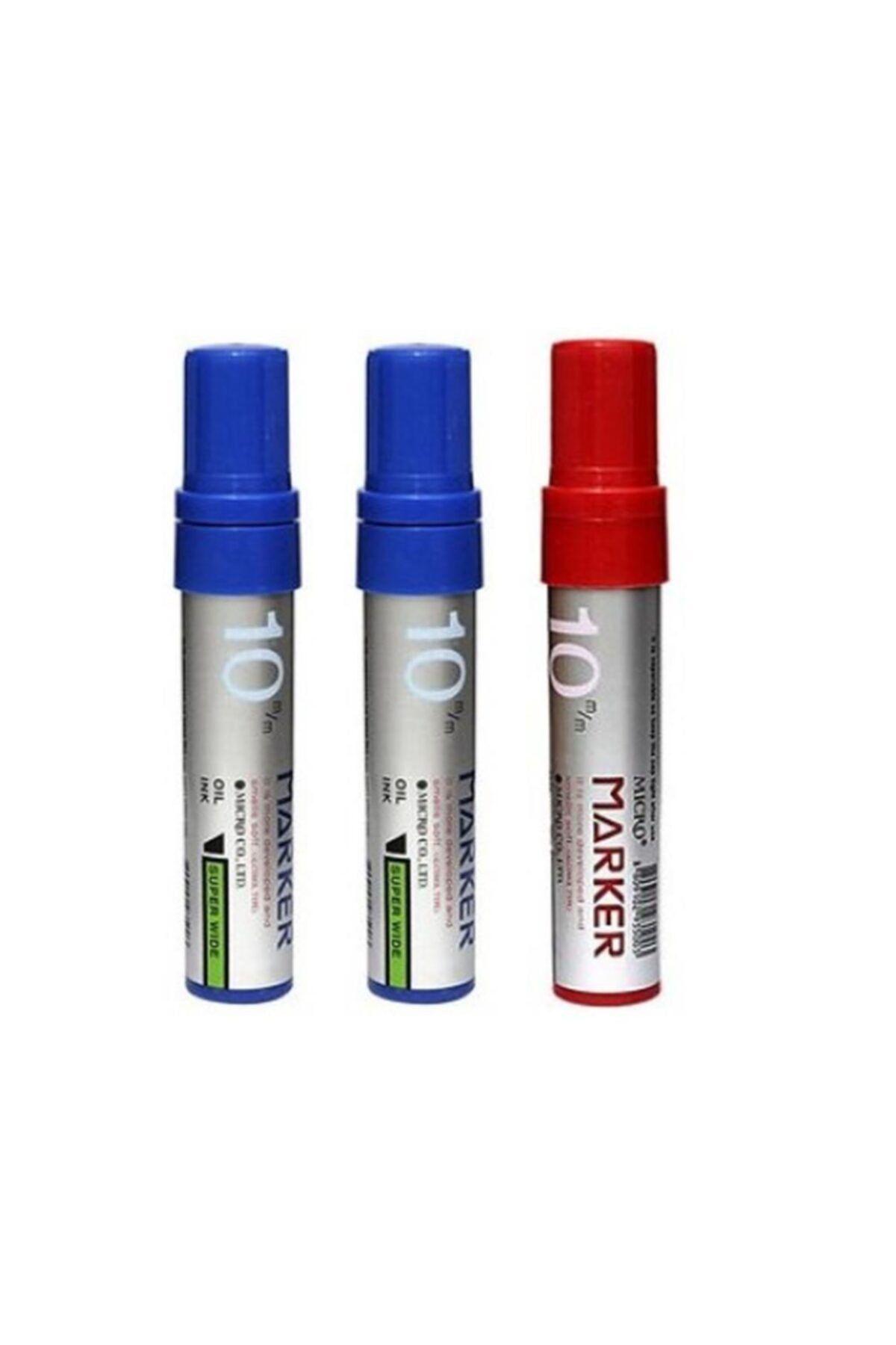 Mikro Micro Markör Kalem 10 mm. 2 Mavi + 1 Kırmızı