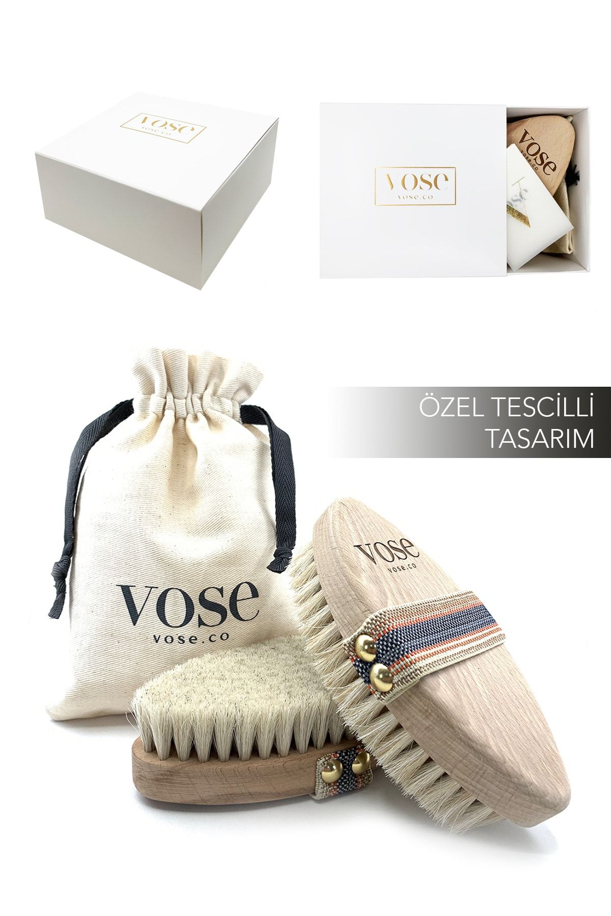 Vose %100 Doğal At Kılı Selülit Fırçası - Magnolia