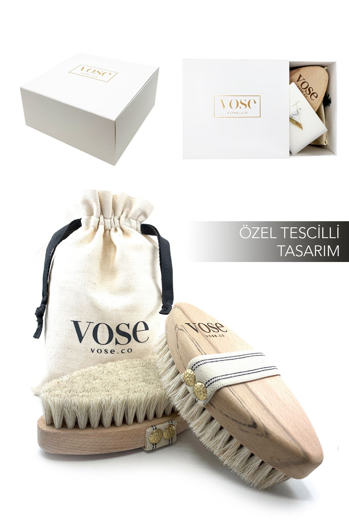 Vose %100 Doğal At Kılı Selülit Fırçası - Vanilla