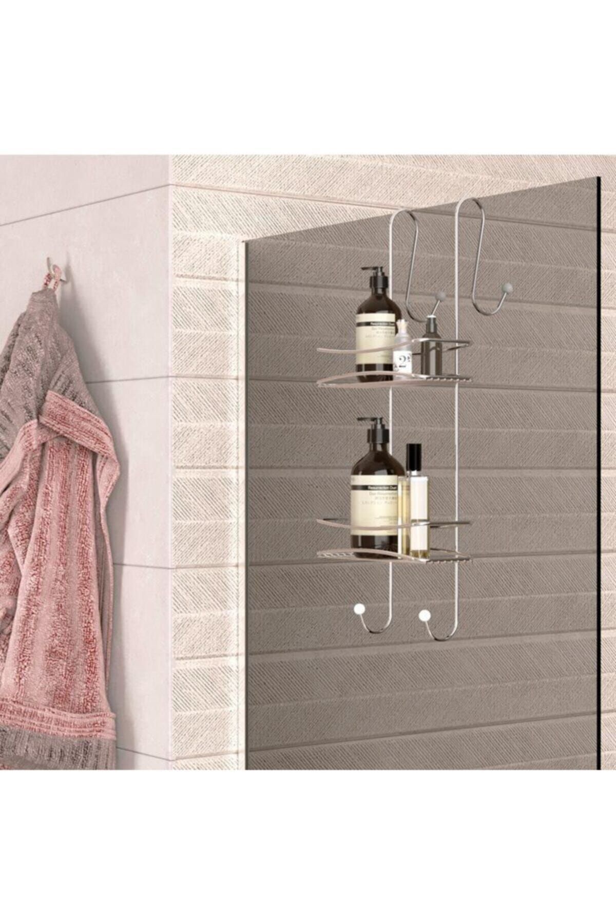 Parmeva Tekno Tel İki Katlı Asma Banyo Duşa Kabin Rafı Ve Askı