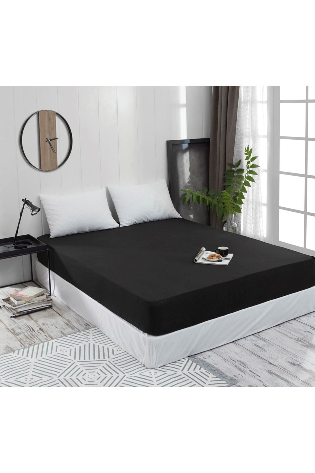 Amazon Ev Siyah Tek Kişilik Penye Çarşaf 120x200