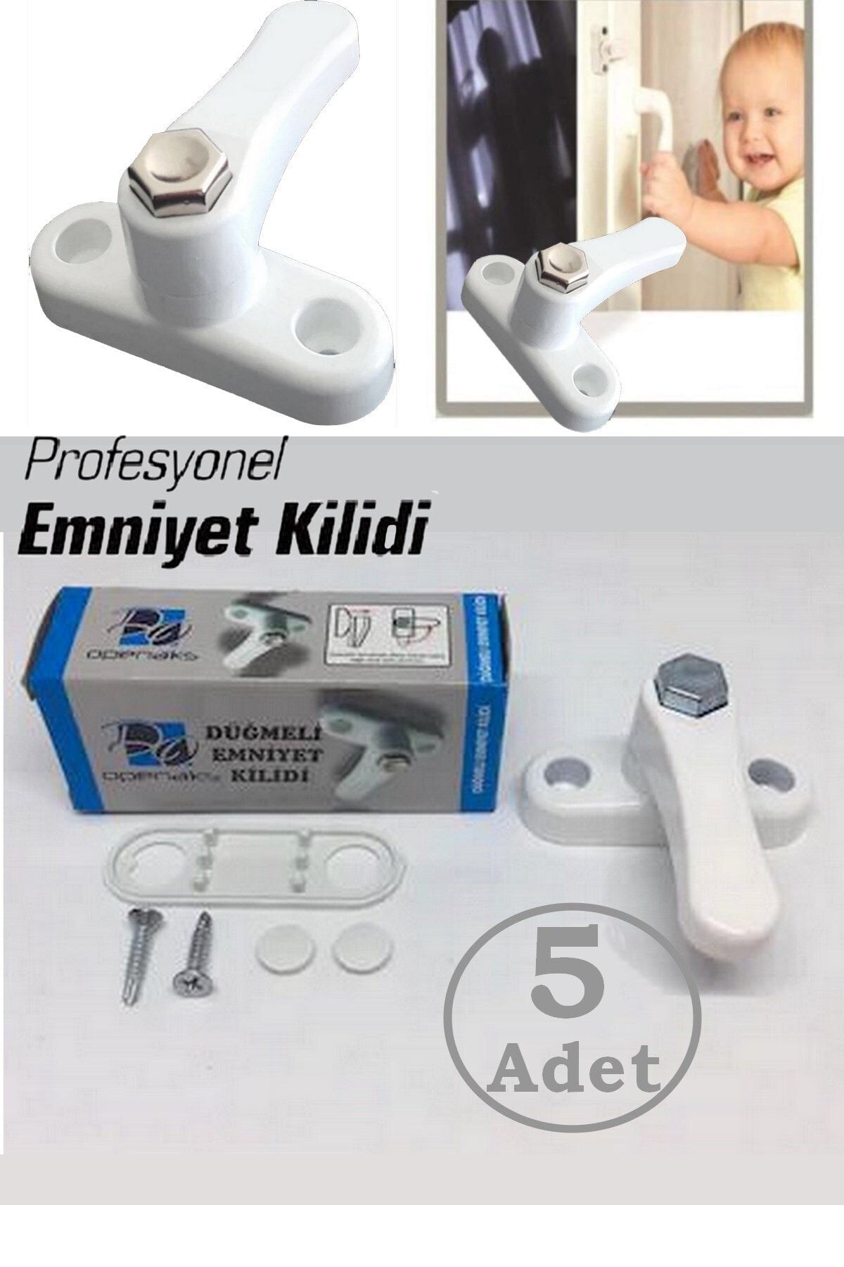 Neler Geldi Neler 5 Adet Çelik Pvc Kapı Pencere Emniyet Kilit Pimapen Kilidi Bebek Çocuk Güvenlik Kiliti Düğmeli